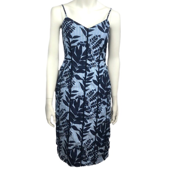 Banana Republic Blue Striped Floral Dress Size 2 - Picture 4 of 14